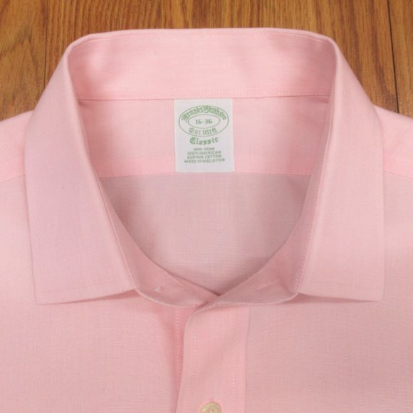 BROOKS BROTHERS CLASSIC FIT FRENCH CUFF 100% COTTON SHIRT PALE PINK Sz LARGE, L - Picture 3 of 4